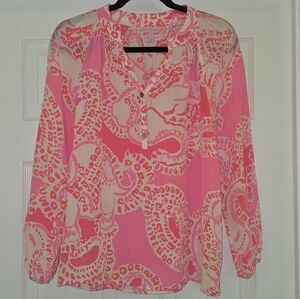 Lilly Pulitzer Pink Silk Elsa Top
